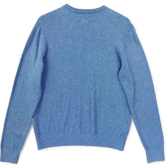 Armani Exchange Sweater Mens Large Heather Blue V-Neck Cotton Cashmere Pullover - Picture 2 of 9